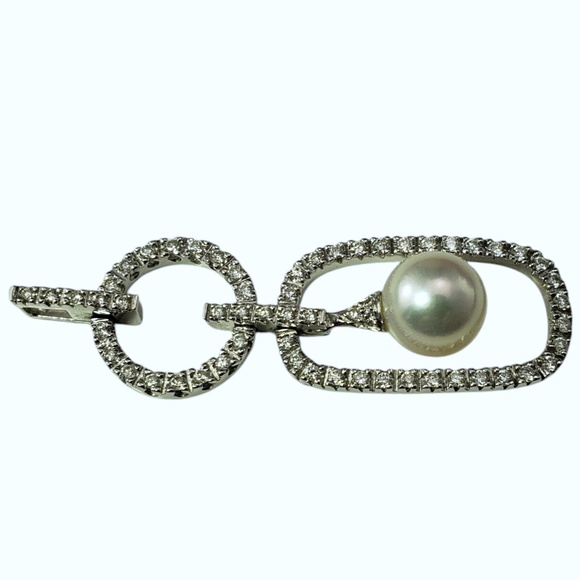 18K White Gold Diamond and Pearl Pendant #20935 - Picture 3 of 7